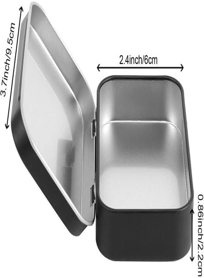Zhuluck 3 Pcs Black Rectangular Small Tins with Lids Tin Boxes Tins Container Metal Empty Hinged Tin Storage Boxes for Candy Key Earrings Food Storage Decorative Boxes - Image 2